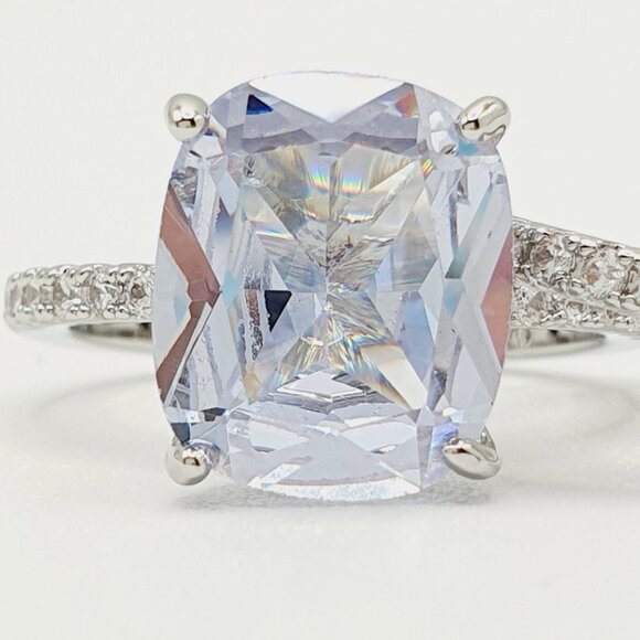 😍Engagement Radiant Cut CZ Thin Romantic Wedding Ring Set for Women, K969 - Picture 6 of 14